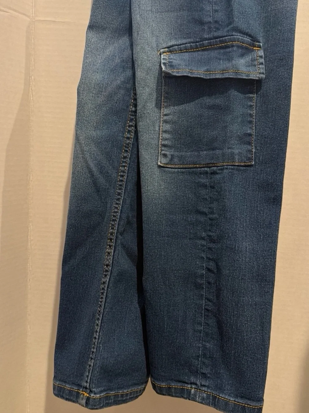 Justice Girl’s Medium Blue Denim Cargo Jeans with Ring Detail